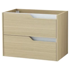 Ensemble Meuble De Salle De Bains|Meuble Vasque| Ensemble meuble sous-vasque 2 tiroirs l. 80 cm + plan vasque + miroir, décor bois, Tolima