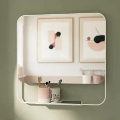 Ensemble Meuble De Salle De Bains|Meuble De Salle De Bains Faible Profondeur|GoodHome Ensemble meuble vasque faible profondeur effet bois avec porte-serviettes l.85 x H.82 x P.36 cm + plan vasque résine blanc + miroir, Maza