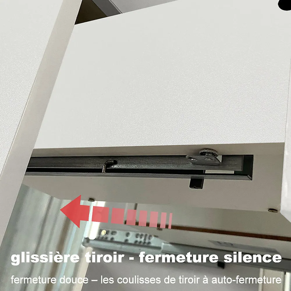 AICA Sanitaire Ensemble meuble vasque L.100cm blanc 2 tiroirs + lavabo + colonne