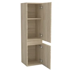 Ensemble Meuble De Salle De Bains|AICA Sanitaire Ensemble meuble vasque L.60cm 2 tiroirs + lavabo + LED miroir rond 60cm + colonne,chêne easy