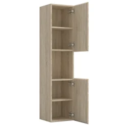 AICA Sanitaire Ensemble meuble vasque L.80cm chêne 2 tiroirs + lavabo + colonne