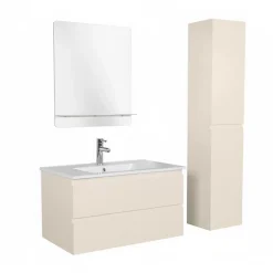 Mob-In Ensemble meuble vasque SORRENTO 80cm avec robinet, miroir et colonne