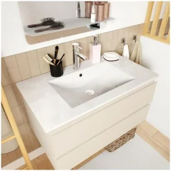 Mob-In Ensemble meuble vasque SORRENTO 80cm avec robinet, miroir et colonne