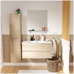 Mob-In Ensemble meuble vasque SORRENTO 80cm avec robinet, miroir et colonne