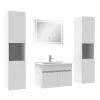 AICA Sanitaire Ensemble meubles Salle de Bain simple vasque 60cm, colonne x2 et miroir Blanc