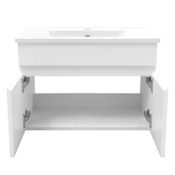 AICA Sanitaire Ensemble meubles Salle de Bain simple vasque 60cm, colonne x2 et miroir Blanc