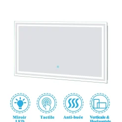 AICA Sanitaire Ensemble meubles Salle de Bain simple vasque 60cm, colonne x2 et miroir Blanc