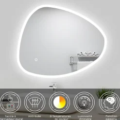 AICA Sanitaire Ensemble meubles Salle de Bain 100cm vasque + miroir 3 couleurs lumineux Chêne Wotan