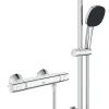 Grohe Ensemble mitigeur de douche thermostatique + douchette + flexible et barre, chrome, Trend