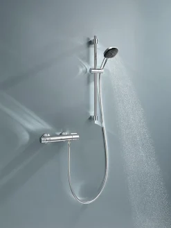 Grohe Ensemble mitigeur de douche thermostatique + douchette + flexible et barre, chrome, Trend