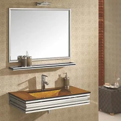 Wikao Ensemble mobilier de salle de bain en verre Polly