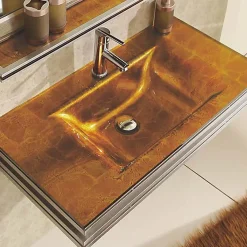 Wikao Ensemble mobilier de salle de bain en verre Polly