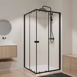 Aurlane Ensemble portes de douche coulissantes extensibles Noir 80/90x185cm - BLACK SLIDE 80-90