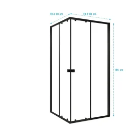 Aurlane Ensemble portes de douche coulissantes extensibles Noir 80/90x185cm - BLACK SLIDE 80-90