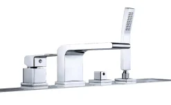 Robinet De Baignoire|Bernstein Ensemble Robinet mélangeur Chrome Baignoire 4 trous en Cascade, Ensemble Pommeau Douchette Bain - 6080