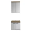 Meuble Sous Lavabo|Chb Collection Ensemble salle de bain 2 pièces. mélaminé couleur chêne/blanc brillant L - H - P : 60 - 190 - 34 cm