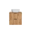 Meuble Sous Lavabo|Stellameuble Ensemble salle de bain ADEL OAK 60cm vasque à poser