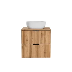 Meuble Sous Lavabo|Stellameuble Ensemble salle de bain ADEL OAK 60cm vasque à poser