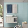 Meuble De Salle De Bains Faible Profondeur|Autres Ensemble salle de bain BASIC pin blanc, 92 x 47 x 45 cm