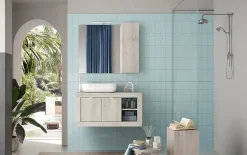 Meuble De Salle De Bains Faible Profondeur|Autres Ensemble salle de bain BASIC pin blanc, 92 x 47 x 45 cm
