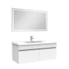 AICA Sanitaire Ensemble Salle De Bain 100cm meuble blanc avec miroir lumineux