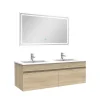 AICA Sanitaire Ensemble Salle De Bain 120cm meuble Chêne Wotan avec miroir lumineux