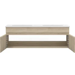 AICA Sanitaire Ensemble Salle De Bain 120cm meuble Chêne Wotan avec miroir lumineux