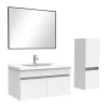 AICA Sanitaire Ensemble Salle De Bain 80cm Blanc meuble + miroir + colonne + simple vasque