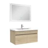 AICA Sanitaire Ensemble Salle De Bain 80cm meuble Chêne Wotan avec miroir lumineux
