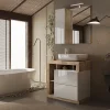 Azura Home Design Ensemble salle de bain meuble+miroir+vasque HAMBURG blanc brillant, Kadiz 79 x 79 x 49 cm