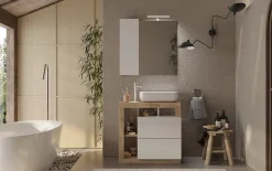 Azura Home Design Ensemble salle de bain meuble+miroir+vasque HAMBURG blanc brillant, Kadiz 79 x 79 x 49 cm