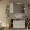 Meuble De Salle De Bains Faible Profondeur|Autres Ensemble salle de bain meuble+miroir+vasque HAMBURG blanc brillant, Kadiz 110 x 79 x 49 cm
