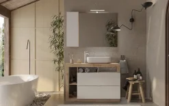 Meuble De Salle De Bains Faible Profondeur|Autres Ensemble salle de bain meuble+miroir+vasque HAMBURG blanc brillant, Kadiz 110 x 79 x 49 cm