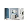 Autres Ensemble salle de bain, meuble+miroir+vasque BASIC pin blanc, 110 x 78 x 45 cm