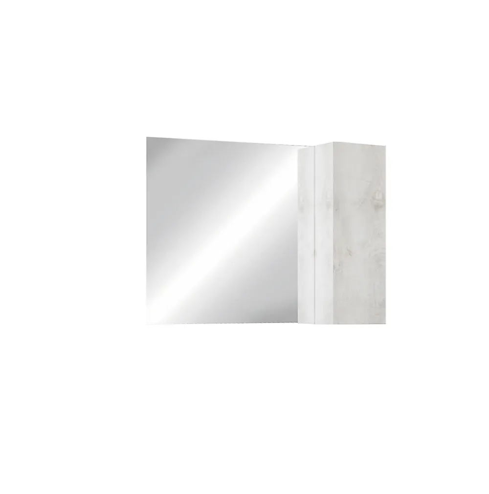 Autres Ensemble salle de bain, meuble+miroir+vasque BASIC pin blanc, 110 x 78 x 45 cm