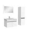 AICA Sanitaire Ensemble Salle De Bain simple vasque avec colonne et miroir 60cm meuble blanc