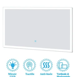 AICA Sanitaire Ensemble Salle De Bain simple vasque avec colonne et miroir 60cm meuble blanc