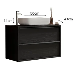 Meuble De Salle De Bains Faible Profondeur|Autres Ensemble salle de bain STEEL noir frêne, en plusieurs dimensions - 79 cm