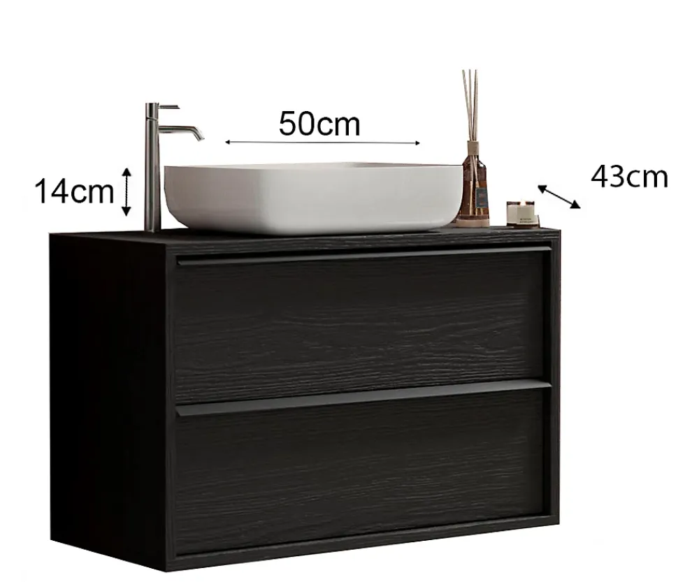 Meuble De Salle De Bains Faible Profondeur|Autres Ensemble salle de bain STEEL noir frêne, en plusieurs dimensions - 79 cm
