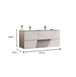 Autres Ensemble salle de bain VITTORIA blanc brillant, 101 x 53 x 47 cm