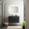 Ensemble salle de bains L. 104 cm meuble sous vasque noir mat + plan vasque à gauche noir mat Alba