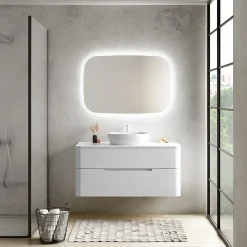 Ensemble salle de bains L. 119 cm meuble sous vasque + plan de toilette blanc mat Alba