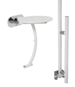 Siège De Douche| Ensemble siège + barre de maintien PMR pour douche Serenity coloris blanc