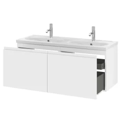 GoodHome Ensemble sous vasque + plan vasque résine l.120 cm, blanc mat, Levanna