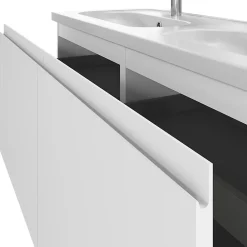 GoodHome Ensemble sous vasque + plan vasque résine l.120 cm, blanc mat, Levanna