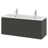 GoodHome Ensemble sous vasque + plan vasque résine l.120 cm, gris anthracite, Levanna