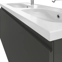 GoodHome Ensemble sous vasque + plan vasque résine l.120 cm, gris anthracite, Levanna