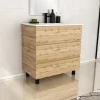 Galedo Ensemble sous vasque à poser effet chêne industriel 3 tiroirs + vasque blanche, l.80 cm, Timber