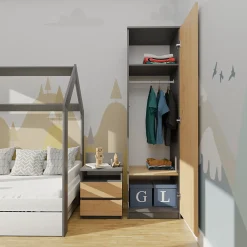 Armoire De Salle De Bains|Autres ESME - Armoire simple style scandinave chambre à coucher - 50x50x180 - 1 porte - Dressing
