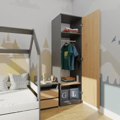 Armoire De Salle De Bains|Autres ESME - Armoire simple style scandinave chambre à coucher - 50x50x180 - 1 porte - Dressing